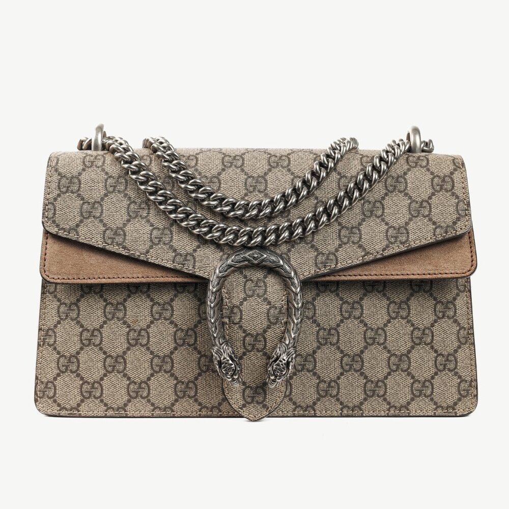 Gucci Dionysus Beige & Ebony GG Supreme Canvas Medium Shoulder Bag
